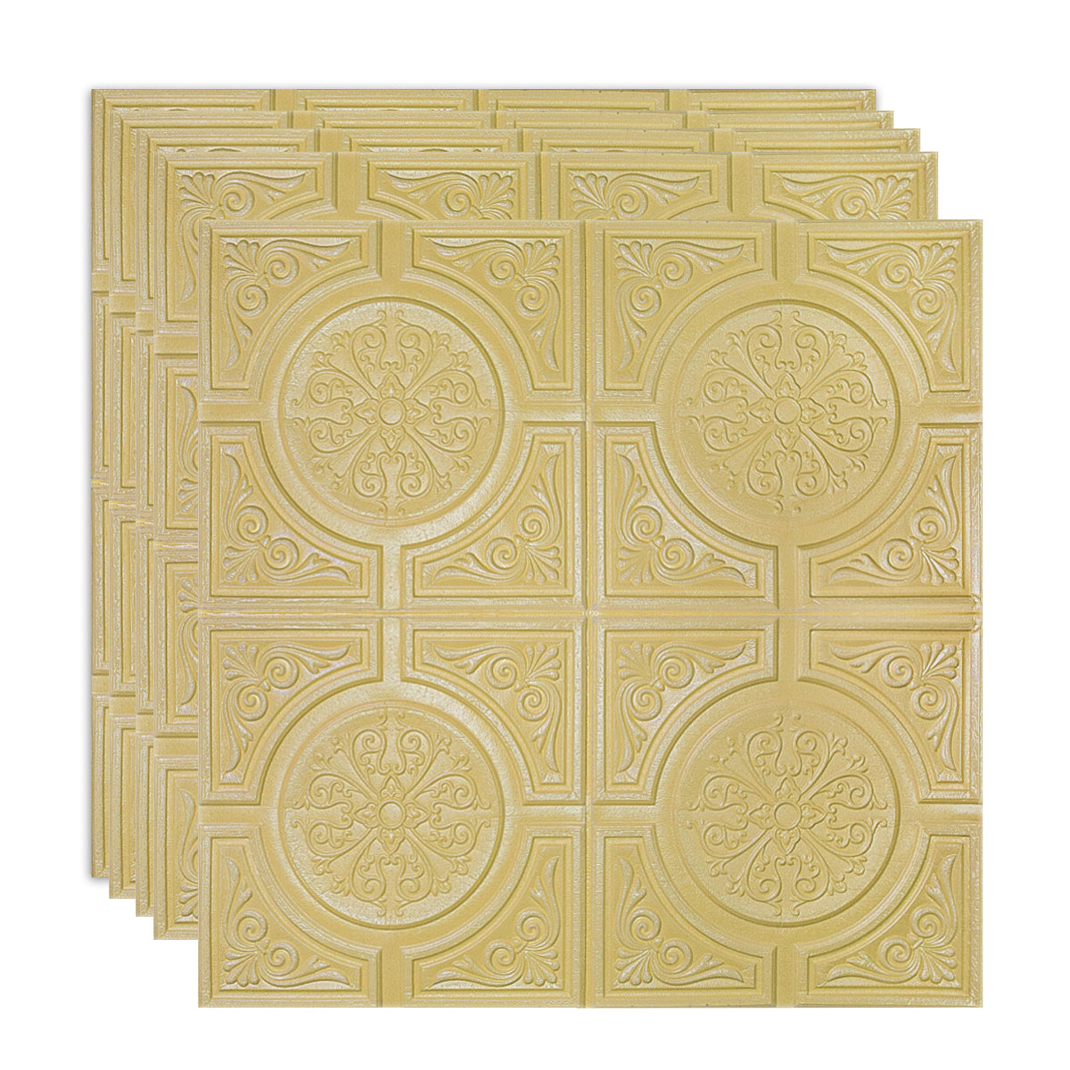 Set 5 x Tapet 3D Autoadeziv, design modern, rezistent la umezeala, usor de curatat, 70x70cm, Naimeed D4723, Galben