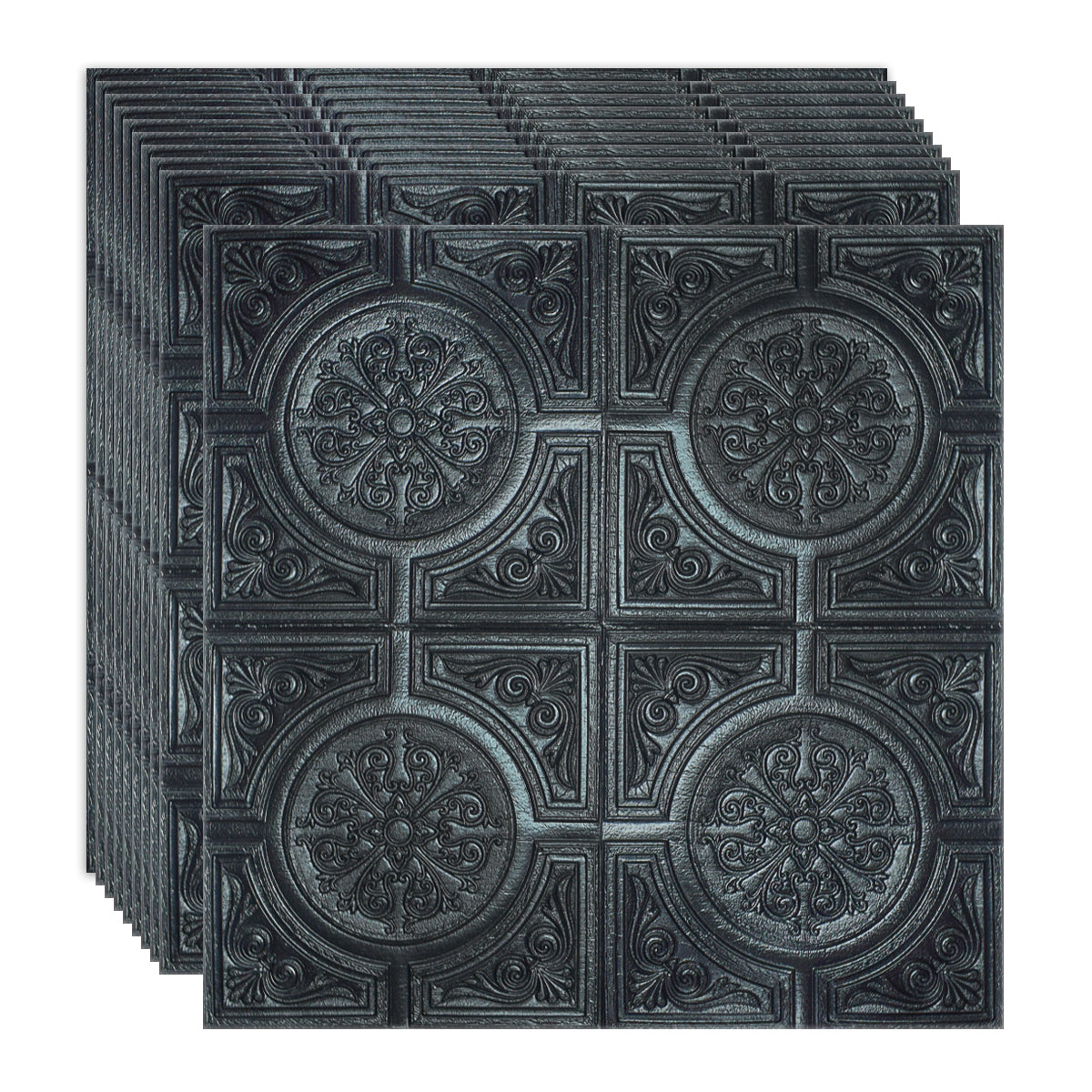 Set 10 x Tapet 3D Autoadeziv, design modern, rezistent la umezeala, usor de curatat, 70x70cm, Naimeed D4724, Negru