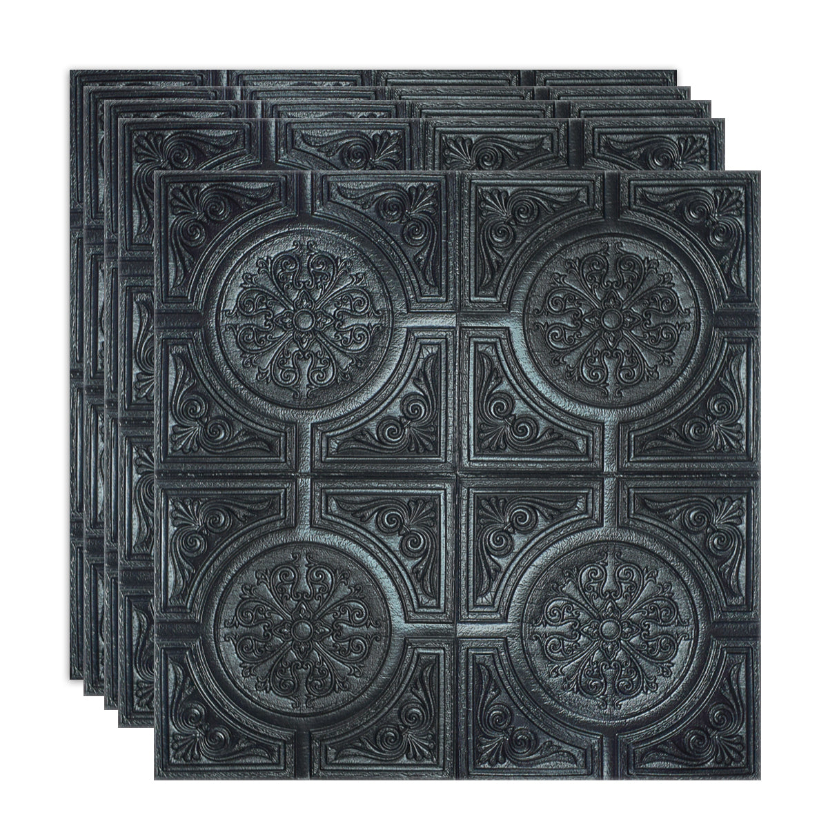 Set 5 x Tapet 3D Autoadeziv, design modern, rezistent la umezeala, usor de curatat, 70x70cm, Naimeed D4724, Negru