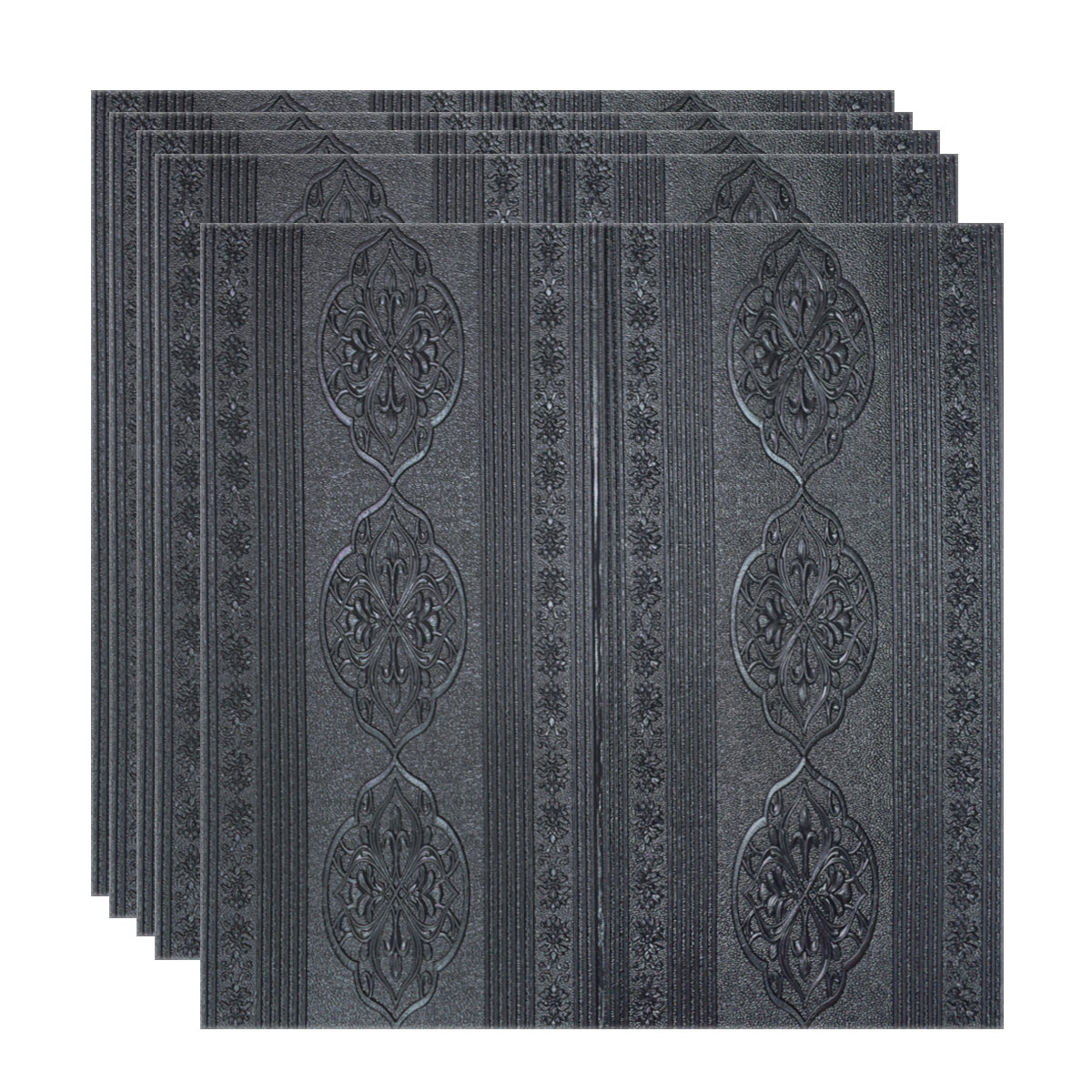 Set 5 x Tapet 3D Autoadeziv, design modern, rezistent la umezeala, usor de curatat, 70x70cm, Naimeed D4734, Negru
