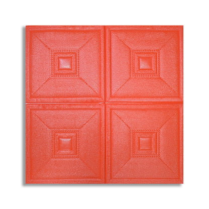 Set 10 x Tapet 3D Autoadeziv, design modern, rezistent la umezeala, usor de curatat, 70x70cm, Naimeed D4737, Rosu