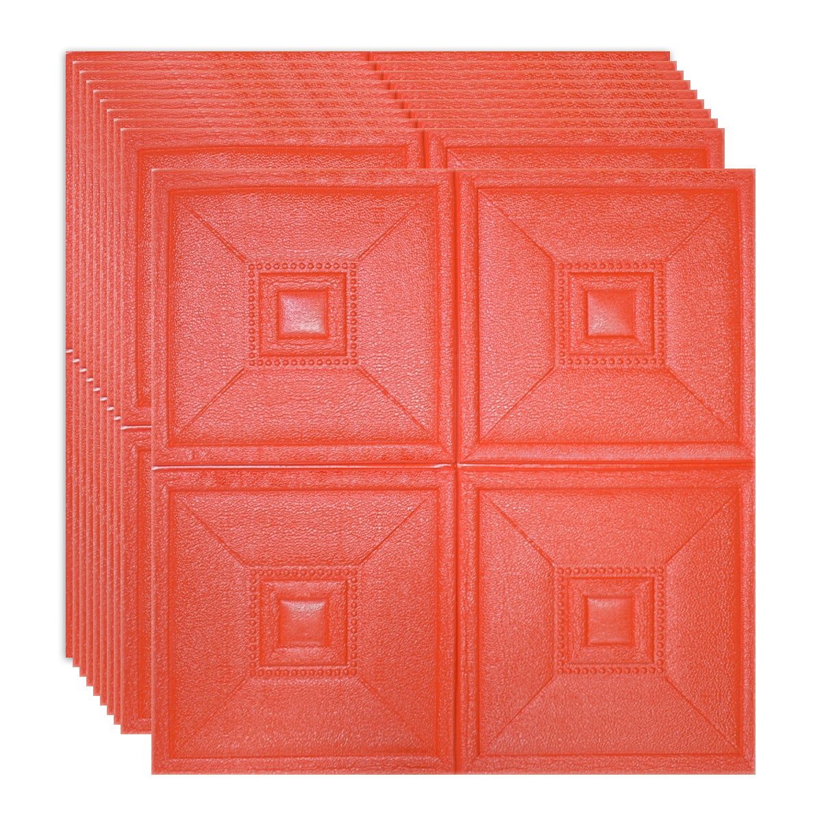 Set 10 x Tapet 3D Autoadeziv, design modern, rezistent la umezeala, usor de curatat, 70x70cm, Naimeed D4737, Rosu