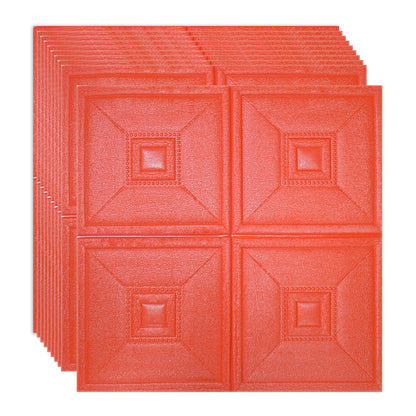 Set 10 x Tapet 3D Autoadeziv, design modern, rezistent la umezeala, usor de curatat, 70x70cm, Naimeed D4737, Rosu