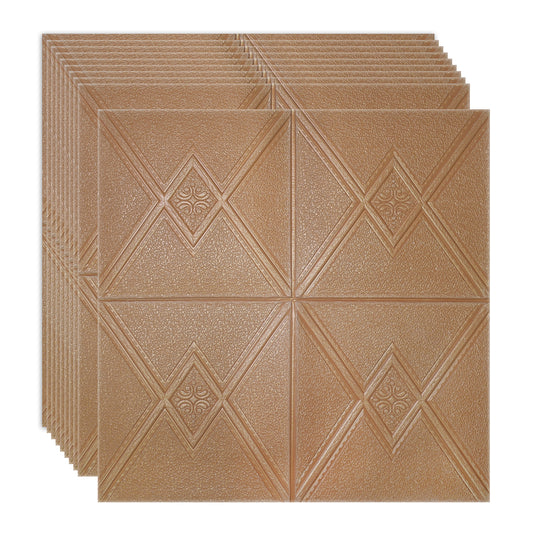 Set 10 x Tapet 3D Autoadeziv, design modern, rezistent la umezeala, usor de curatat, 70x70cm, Naimeed D4744, Maro