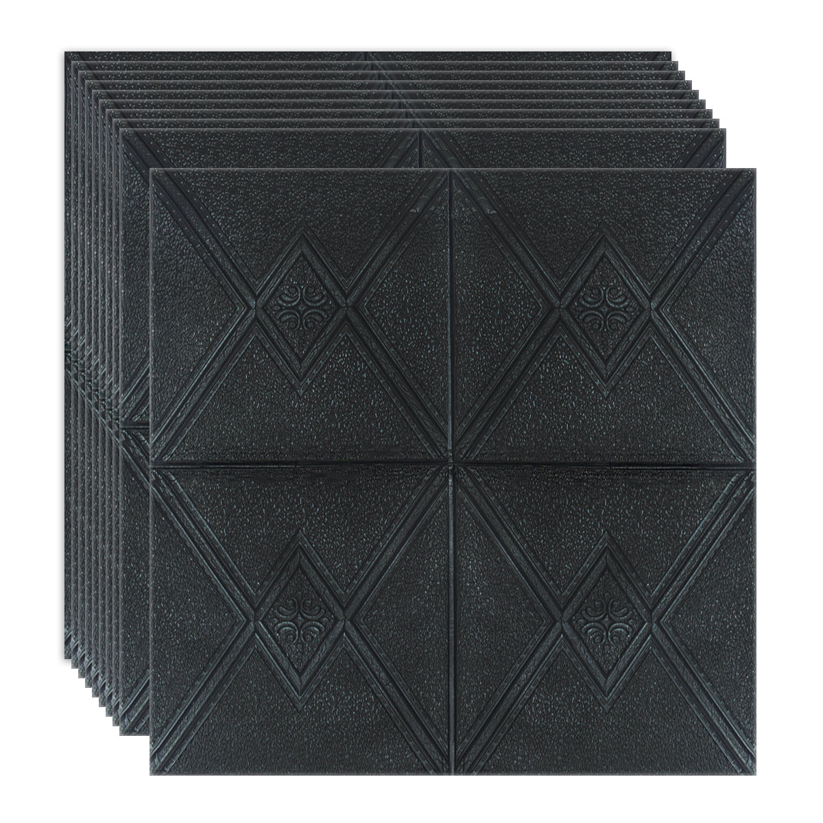Set 10 x Tapet 3D Autoadeziv, design modern, rezistent la umezeala, usor de curatat, 70x70cm, Naimeed D4745, Negru