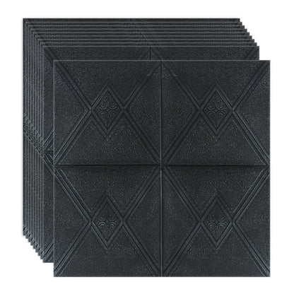 Set 10 x Tapet 3D Autoadeziv, design modern, rezistent la umezeala, usor de curatat, 70x70cm, Naimeed D4745, Negru