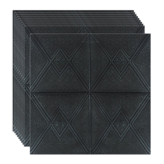 Set 10 x Tapet 3D Autoadeziv, design modern, rezistent la umezeala, usor de curatat, 70x70cm, Naimeed D4745, Negru