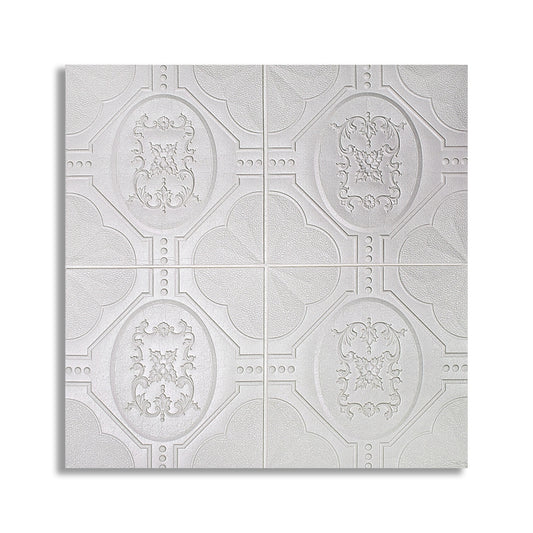 Set 10 x Tapet 3D Autoadeziv, design modern, rezistent la umezeala, usor de curatat, 70x70cm, Naimeed D4746, Alb