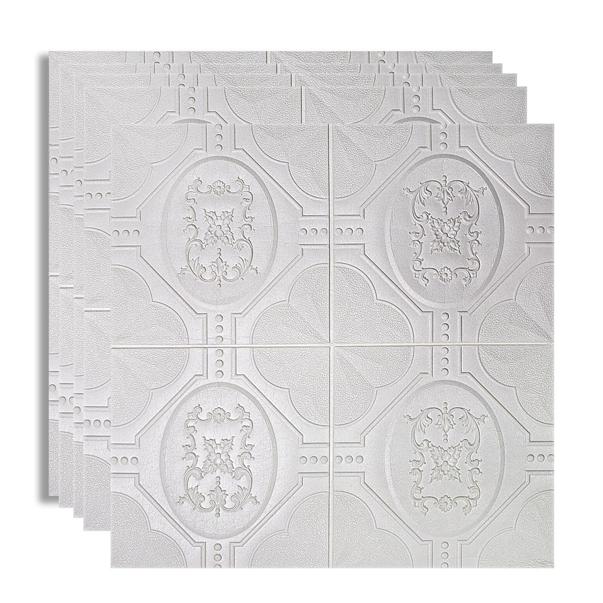 Set 5 x Tapet 3D Autoadeziv, design modern, rezistent la umezeala, usor de curatat, 70x70cm, Naimeed D4746, Alb
