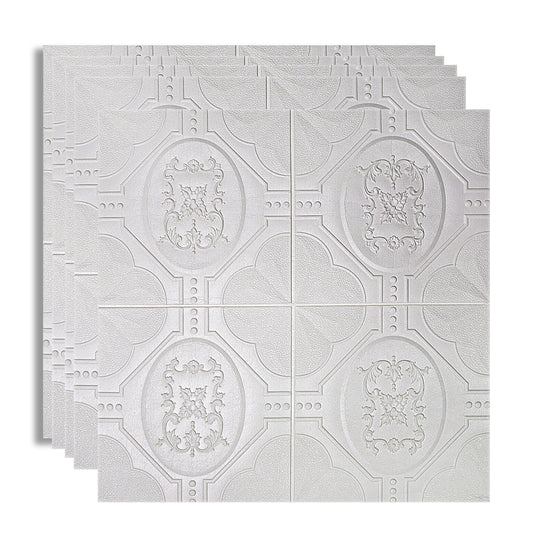 Set 5 x Tapet 3D Autoadeziv, design modern, rezistent la umezeala, usor de curatat, 70x70cm, Naimeed D4746, Alb