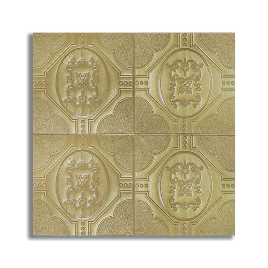 Set 5 x Tapet 3D Autoadeziv, design modern, rezistent la umezeala, usor de curatat, 70x70cm, Naimeed D4748, Auriu