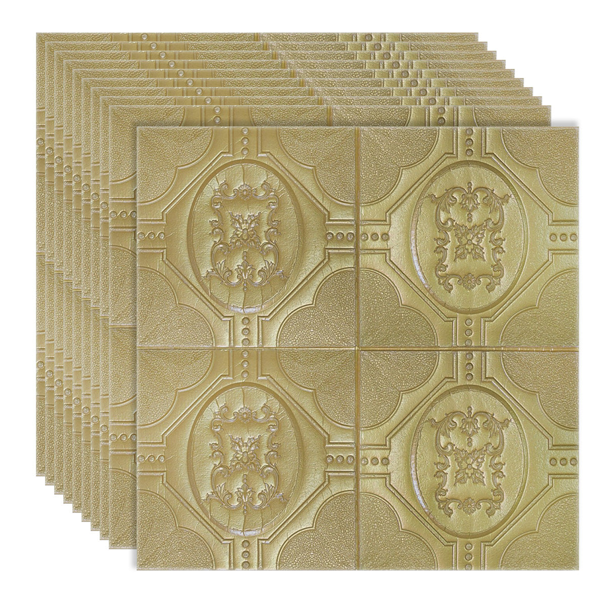 Set 10 x Tapet 3D Autoadeziv, design modern, rezistent la umezeala, usor de curatat, 70x70cm, Naimeed D4748, Auriu