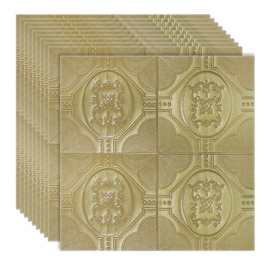 Set 10 x Tapet 3D Autoadeziv, design modern, rezistent la umezeala, usor de curatat, 70x70cm, Naimeed D4748, Auriu