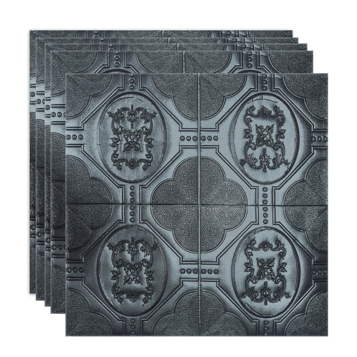 Set 5 x Tapet 3D Autoadeziv, design modern, rezistent la umezeala, usor de curatat, 70x70cm, Naimeed D4750, Negru