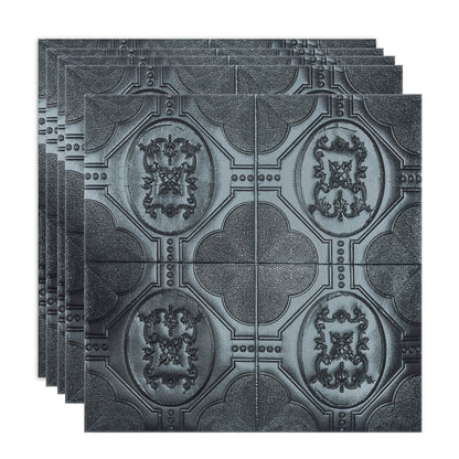 Set 5 x Tapet 3D Autoadeziv, design modern, rezistent la umezeala, usor de curatat, 70x70cm, Naimeed D4750, Negru