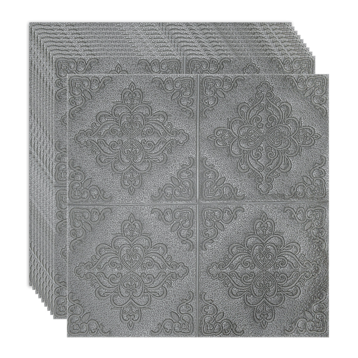 Set 10 x Tapet 3D Autoadeziv, design modern, rezistent la umezeala, usor de curatat, 70x70cm, Naimeed D4752, Argintiu