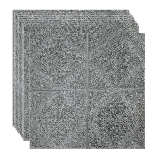 Set 10 x Tapet 3D Autoadeziv, design modern, rezistent la umezeala, usor de curatat, 70x70cm, Naimeed D4752, Argintiu