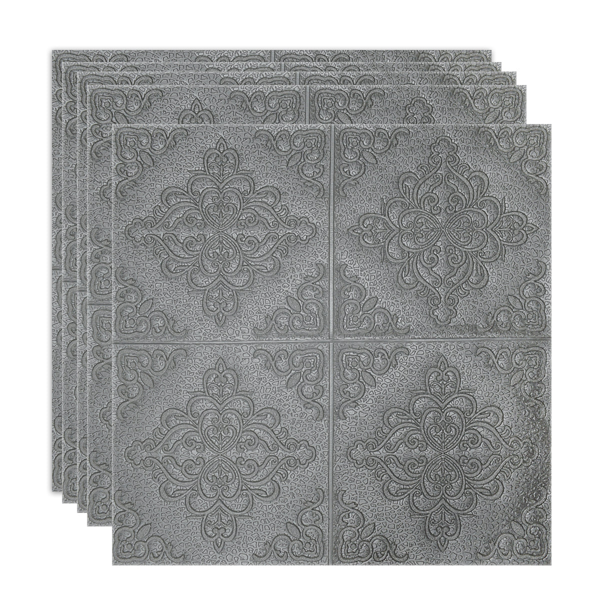 Set 5 x Tapet 3D Autoadeziv, design modern, rezistent la umezeala, usor de curatat, 70x70cm, Naimeed D4752, Argintiu