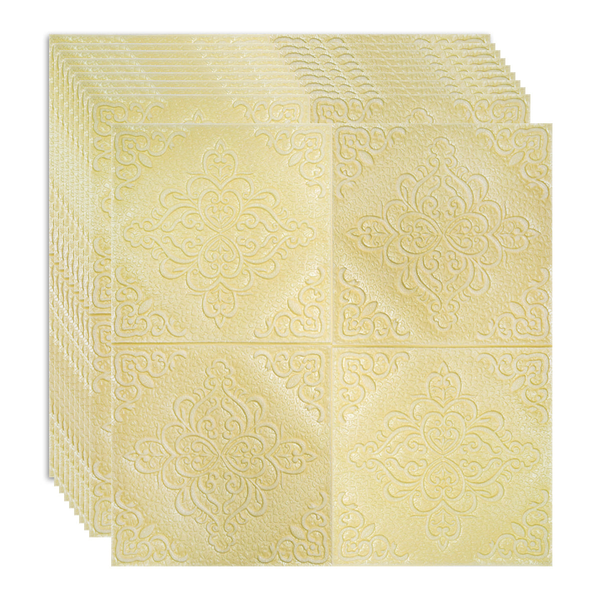 Set 10 x Tapet 3D Autoadeziv, design modern, rezistent la umezeala, usor de curatat, 70x70cm, Naimeed D4753, Galben