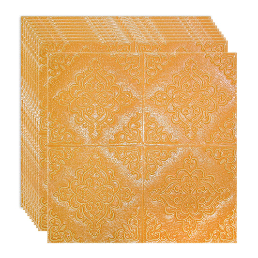 Set 10 x Tapet 3D Autoadeziv, design modern, rezistent la umezeala, usor de curatat, 70x70cm, Naimeed D4754, Portocaliu