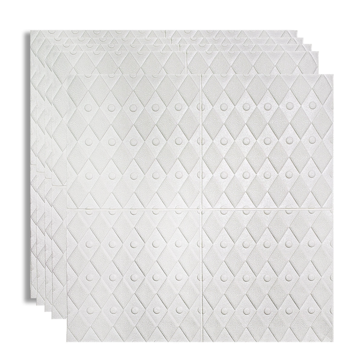 Set 5 x Tapet 3D Autoadeziv, design modern, rezistent la umezeala, usor de curatat, 70x70cm, Naimeed D4756, Alb
