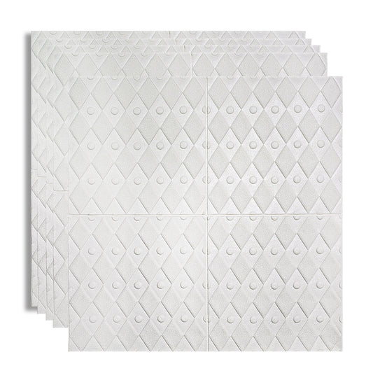 Set 5 x Tapet 3D Autoadeziv, design modern, rezistent la umezeala, usor de curatat, 70x70cm, Naimeed D4756, Alb