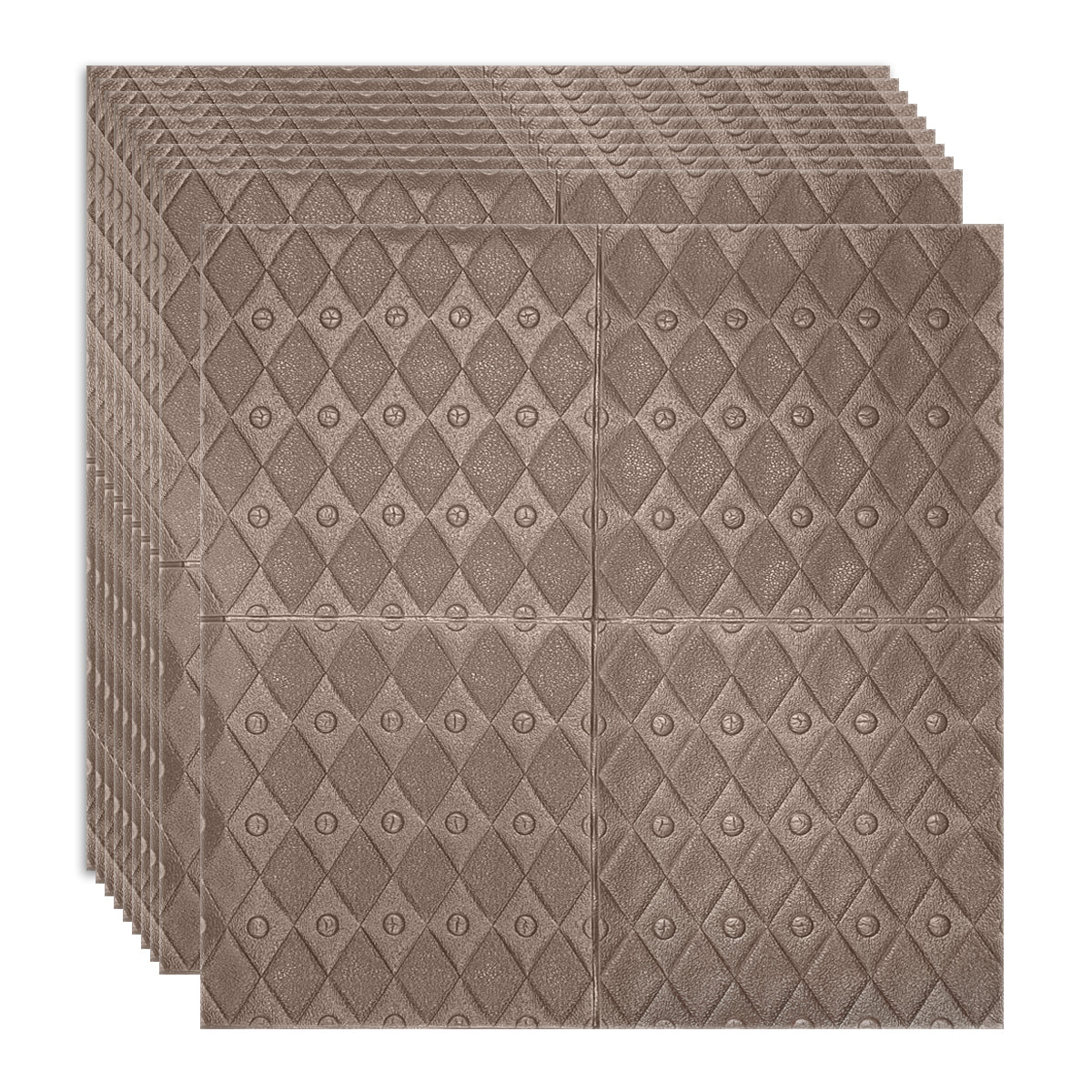 Set 10 x Tapet 3D Autoadeziv, design modern, rezistent la umezeala, usor de curatat, 70x70cm, Naimeed D4758, Bronz