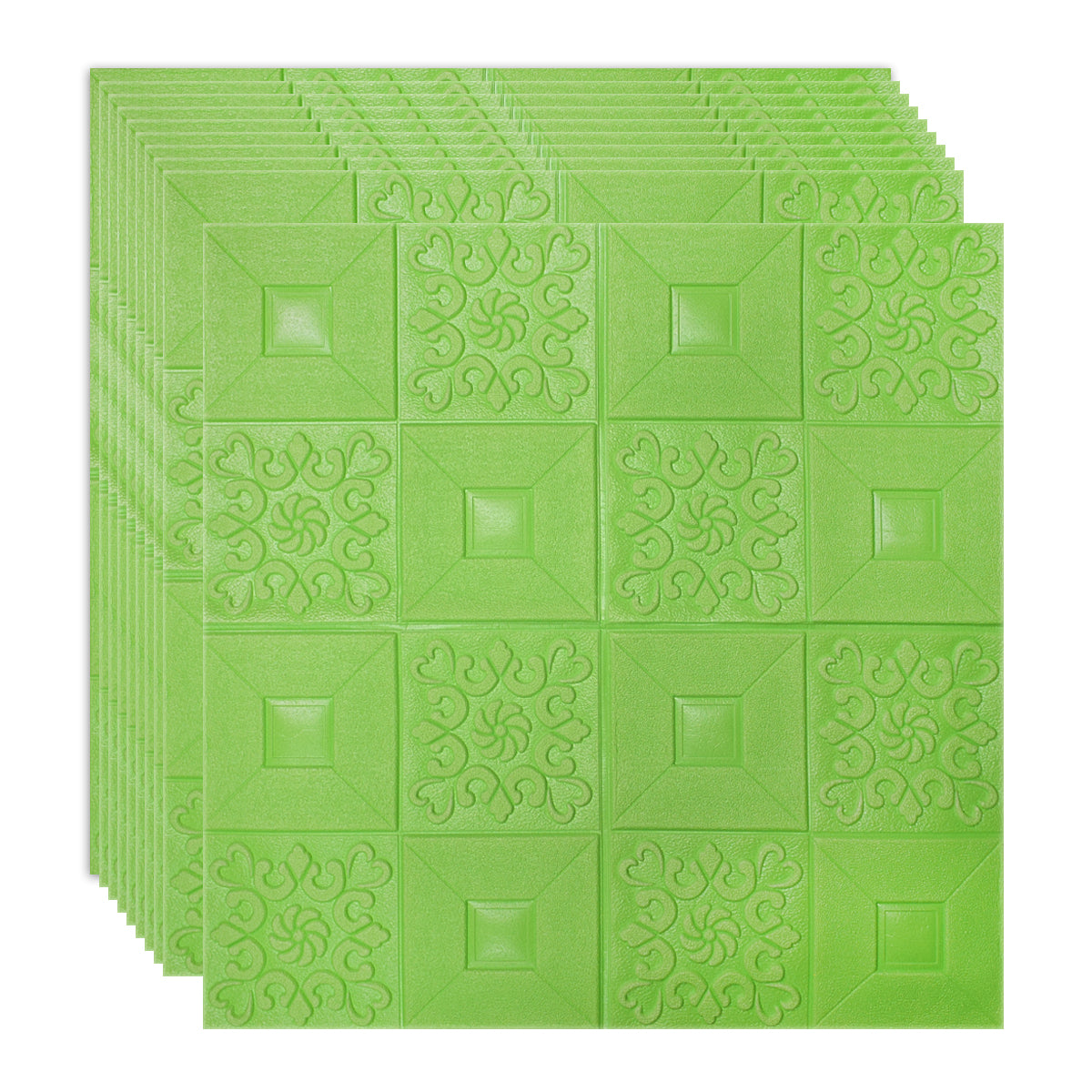 Set 10 x Tapet 3D Autoadeziv, design modern, rezistent la umezeala, usor de curatat, 70x70cm, Naimeed D4762, Verde