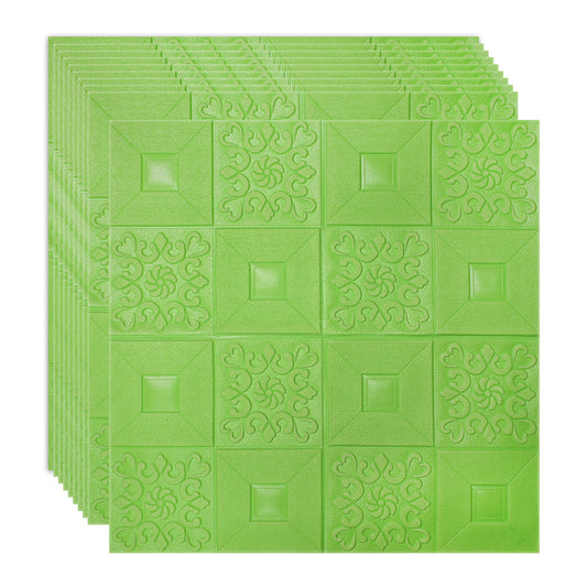 Set 10 x Tapet 3D Autoadeziv, design modern, rezistent la umezeala, usor de curatat, 70x70cm, Naimeed D4762, Verde
