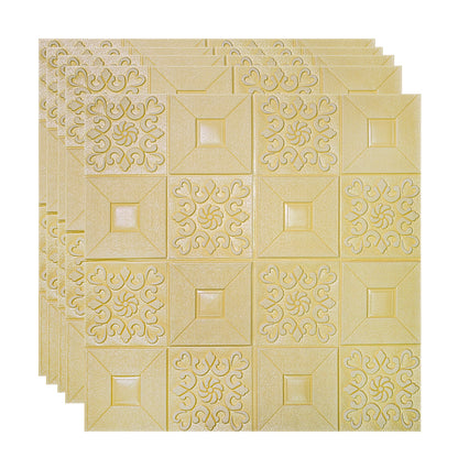 Set 5 x Tapet 3D Autoadeziv, design modern, rezistent la umezeala, usor de curatat, 70x70cm, Naimeed D4764, Galben