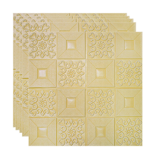 Set 5 x Tapet 3D Autoadeziv, design modern, rezistent la umezeala, usor de curatat, 70x70cm, Naimeed D4764, Galben