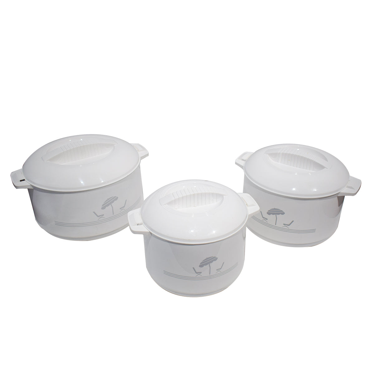 Caserola termica, set 3 piese, interior din inox, Naimeed D4792, Alb