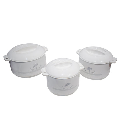 Caserola termica, set 3 piese, interior din inox, Naimeed D4792, Alb