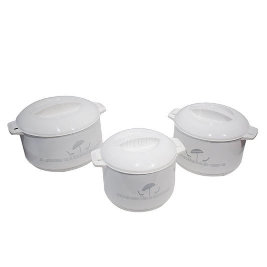 Caserola termica, set 3 piese, interior din inox, Naimeed D4792, Alb