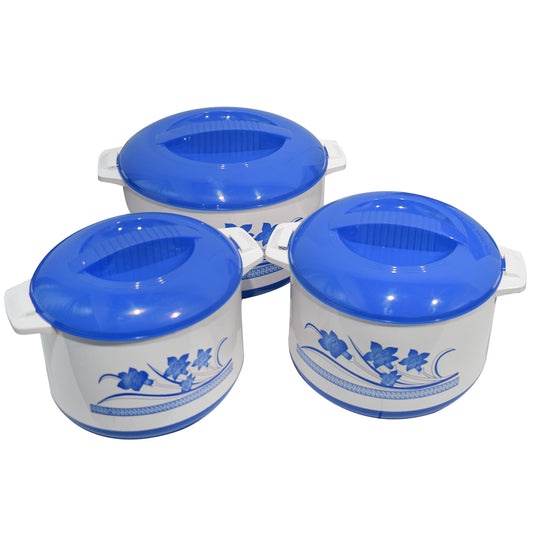 Caserola termica, set 3 piese, interior din inox, Naimeed D4792, Albastru