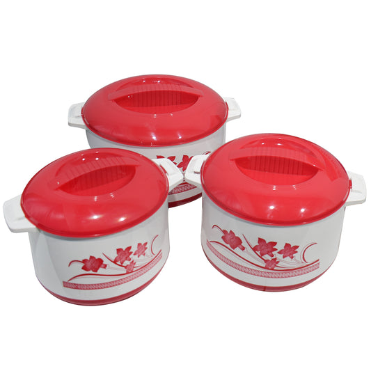 Caserola termica, set 3 piese, interior din inox, Naimeed D4792, Rosu