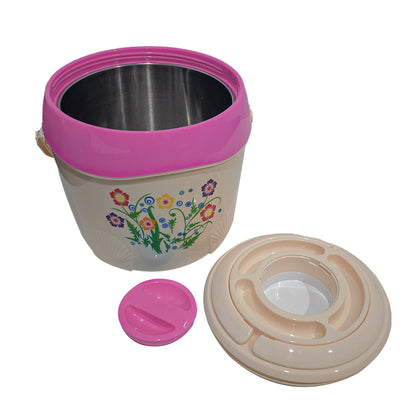 Caserola termica, set 2 piese, interior din inox, Naimeed D4793, Roz