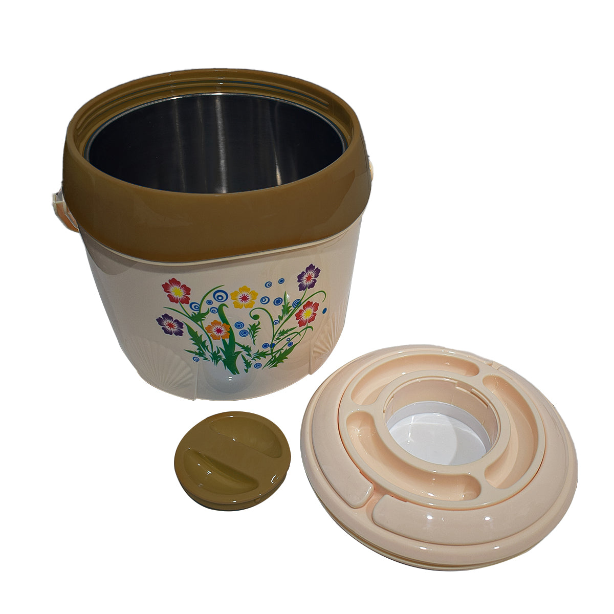 Caserola termica, set 2 piese, interior din inox, Naimeed D4793, Maro