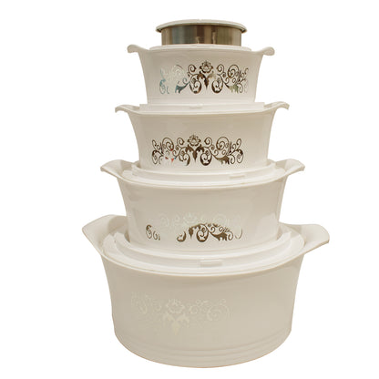 Caserola termica, set 5 piese, interior din inox, Naimeed D4794, Crem