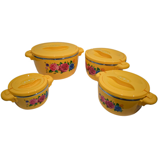 Caserola termica, set 4 piese, cu interior din inox, Naimeed D4798, Portocaliu