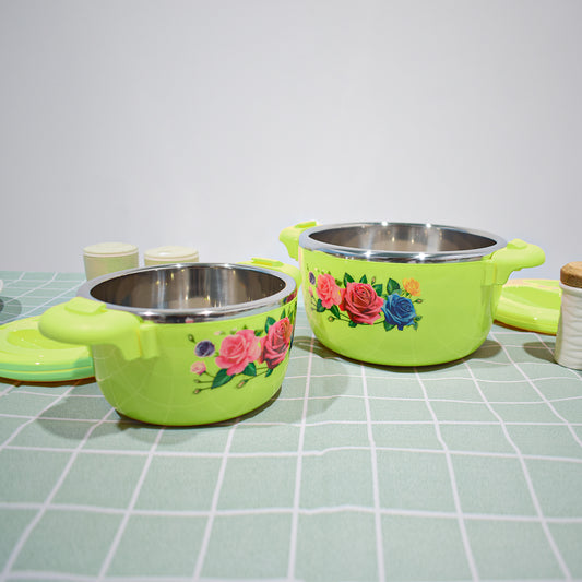 Caserola termica, set 4 piese, cu interior din inox, Naimeed D4798, Verde