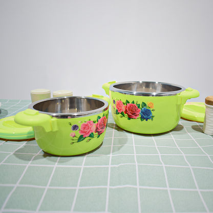 Caserola termica, set 5 piese, cu interior din inox, Naimeed D4799, Verde