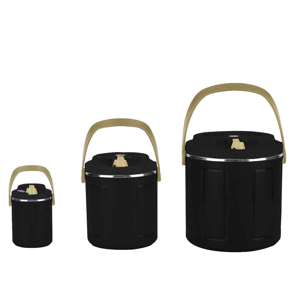 Caserola termica, set 3 piese, cu interior din inox, Naimeed D4803, Negru