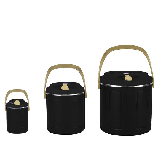 Caserola termica, set 3 piese, cu interior din inox, Naimeed D4803, Negru