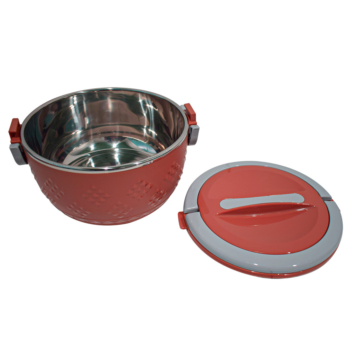 Caserola termica, set 3 piese, cu interior din inox, Naimeed D4809, Rosu