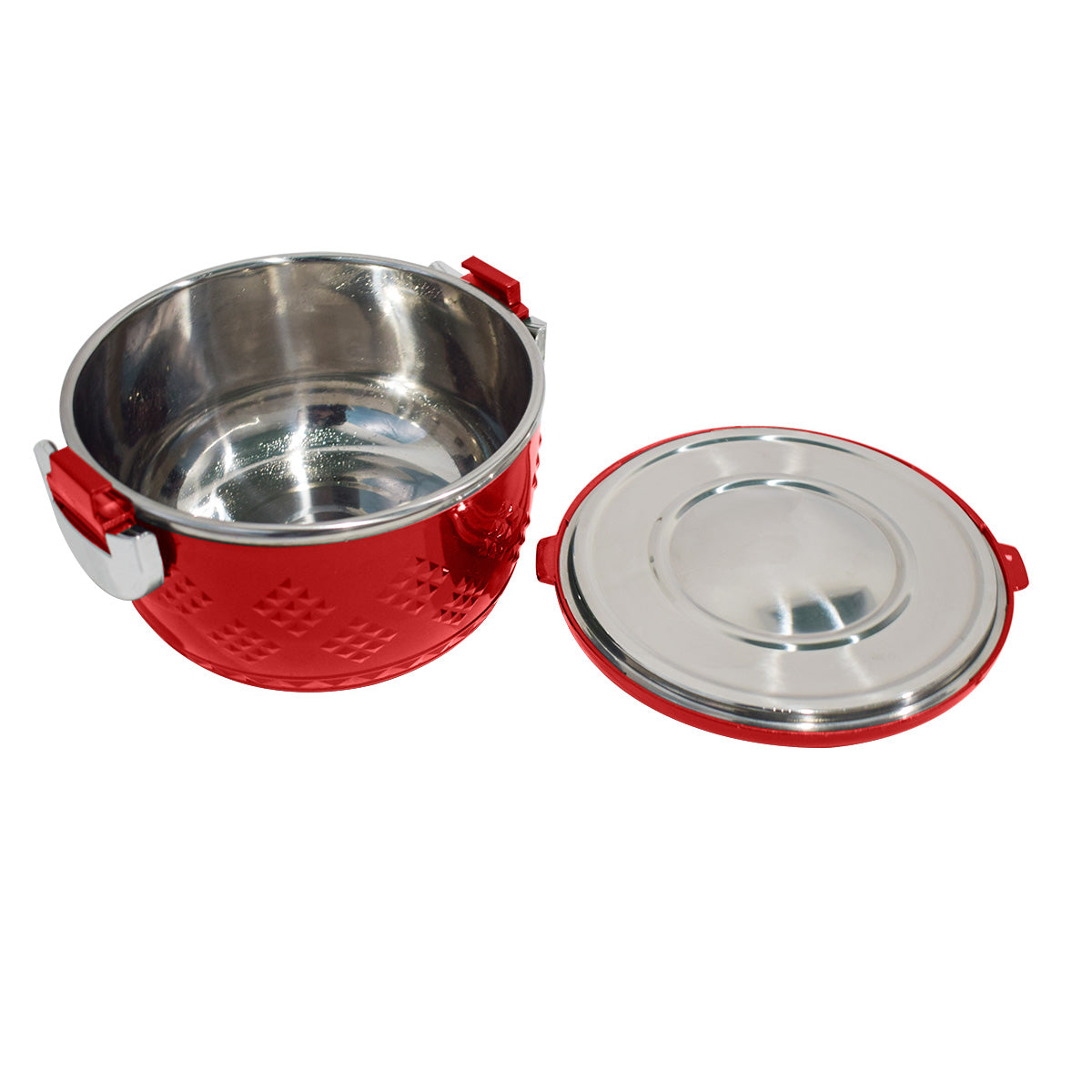 Caserola termica, set 3 piese, cu interior din inox, Naimeed D4811, Rosu