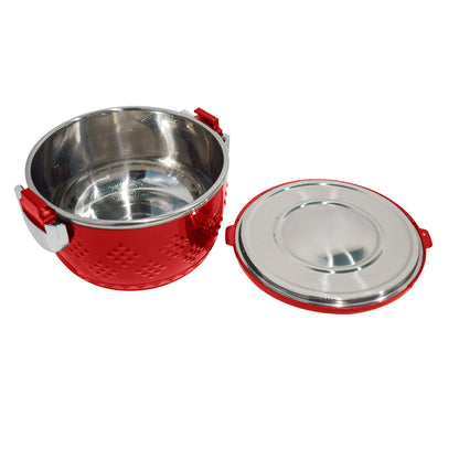 Caserola termica, set 3 piese, cu interior din inox, Naimeed D4811, Rosu
