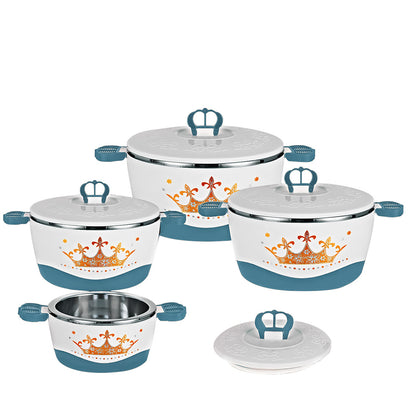 Caserola termica, set 4 piese, cu interior din inox, Naimeed D4815, Turcoaz