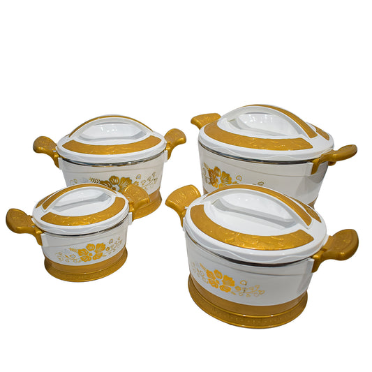 Caserola termica, set 4 piese, cu interior din inox, Naimeed D4819, Alb