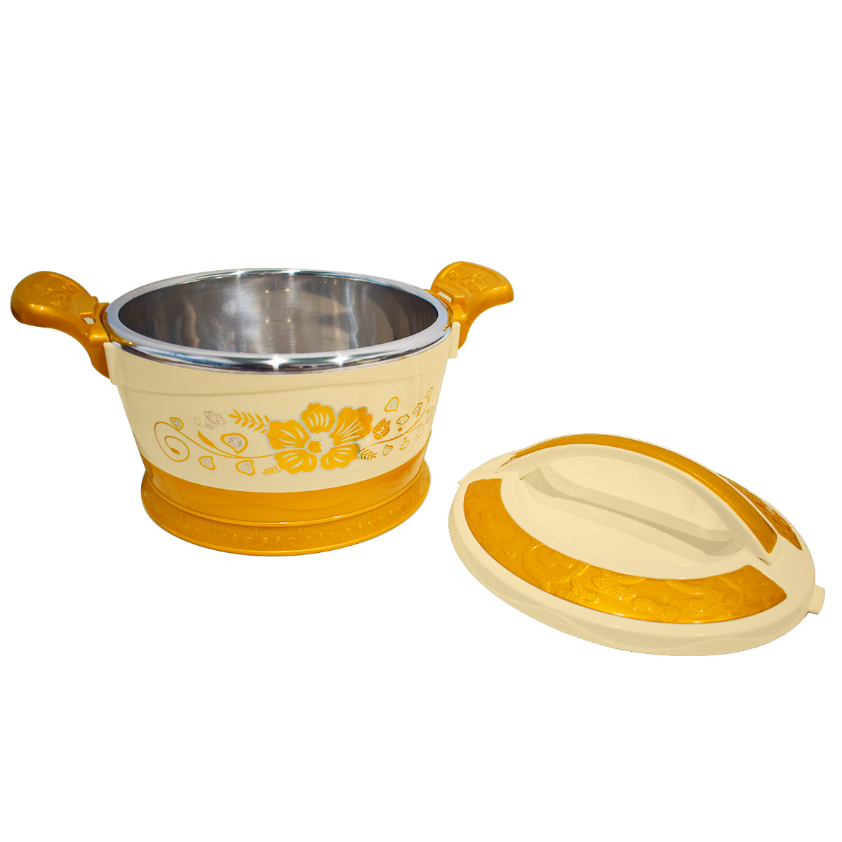 Caserola termica, set 4 piese, cu interior din inox, Naimeed D4819, Crem